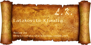 Latzkovits Klaudia névjegykártya